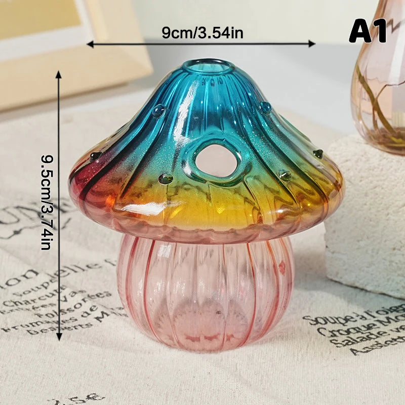 Colourful Stained Glass Mushroom Vase — Hydroponic & Aromatherapy Decoration