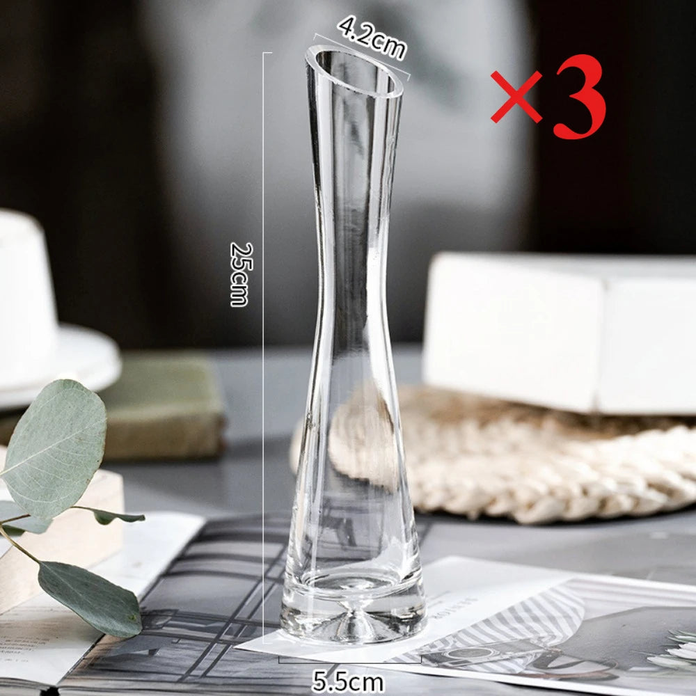 Borosilicate Glass Slanted Mouth Vase — European Style, 2 Designs