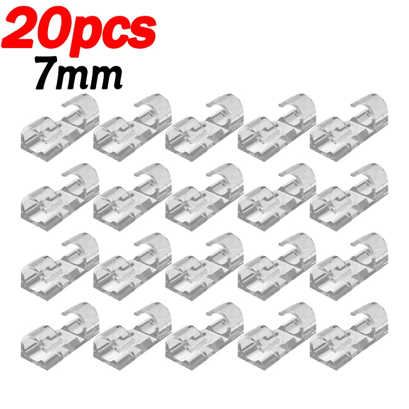 Transparent Plastic Cable Clips — Cord Holder for Home & Office