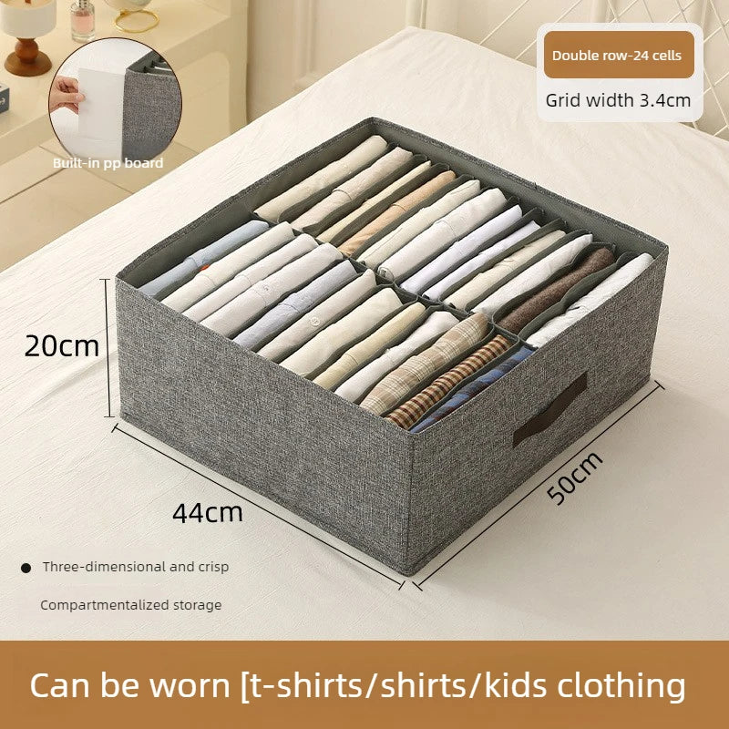 Foldable Clothing Storage Box with Double Compartments for Home And Dorm Drawer Organization