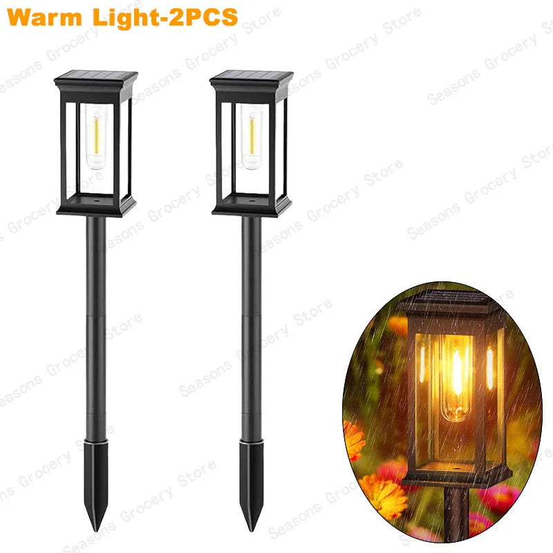 IP65 Waterproof Solar Garden Lights White Warm Light Outdoor Landscape Walkway Lighting Lawn Porch Patio Ambiance Lights