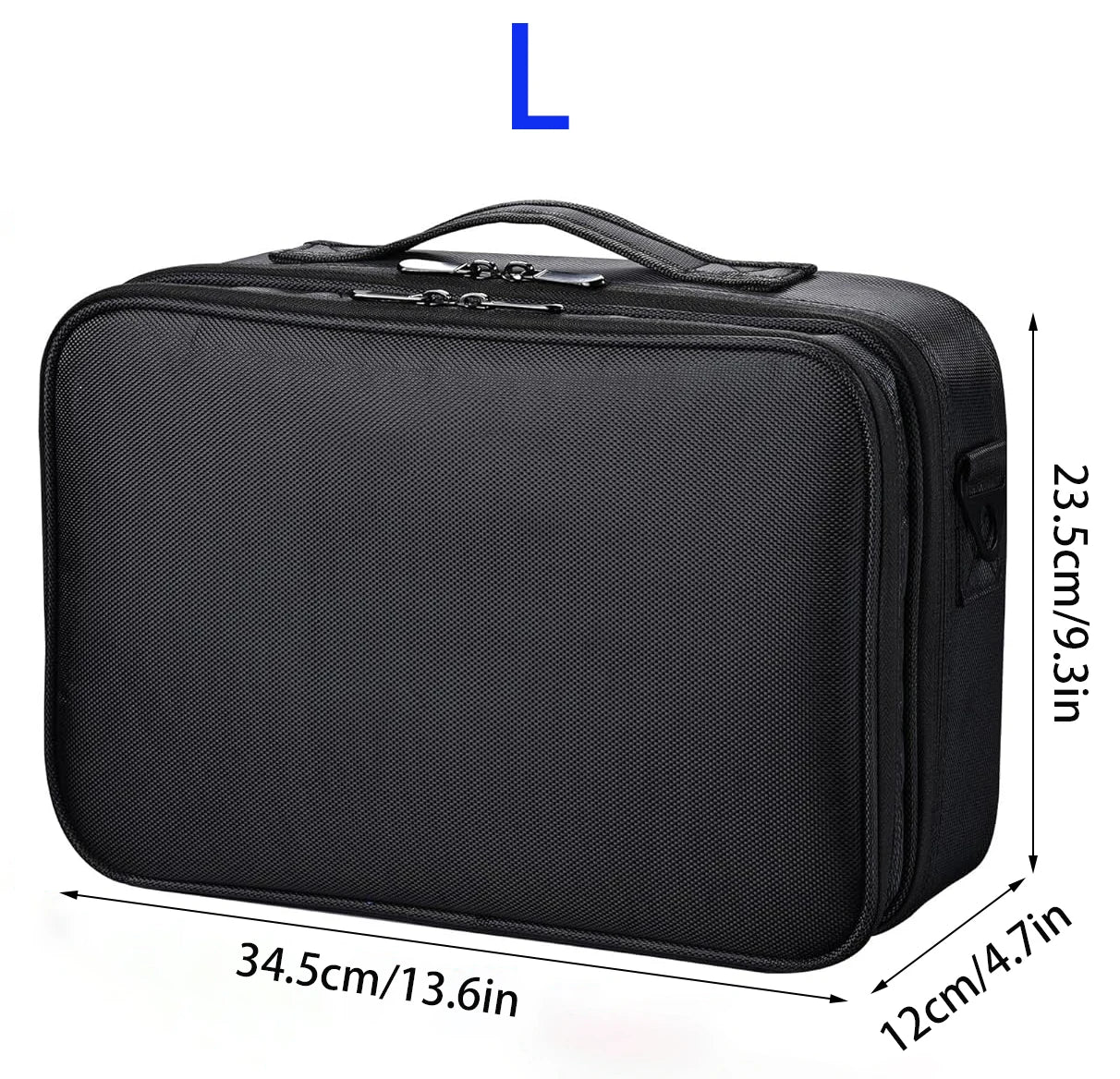 Large Capacity Travel Makeup Case — Adjustable Dividers & Shoulder Strap