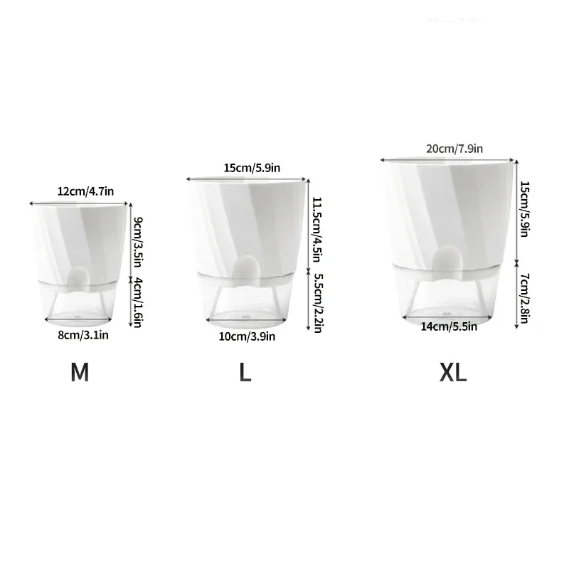 Clear Self-Watering Planter – Automatic Lazy Flower Pot, Fully Transparent (12/15/20 cm)
