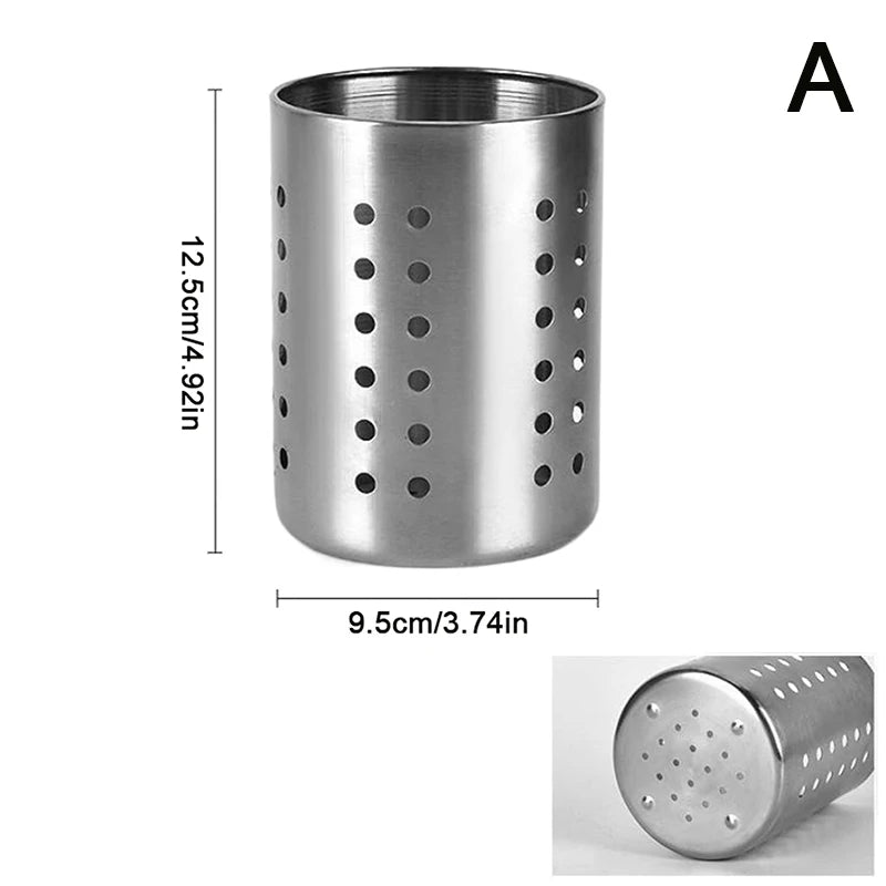 Stainless Steel Cutlery & Chopstick Holder — Draining, Countertop