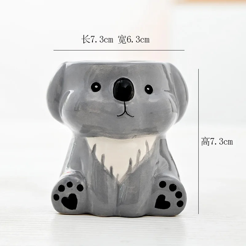 Cartoon Animal Ceramic Flower Pot – Cute Dog & Tiger Desktop Planter