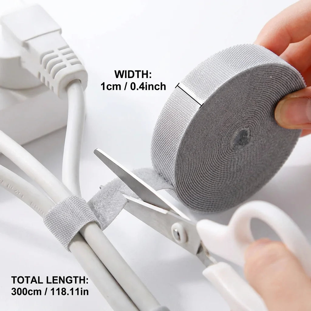 1M Reusable Hook & Loop Cord Straps — Self-Adhesive Cable Organizer