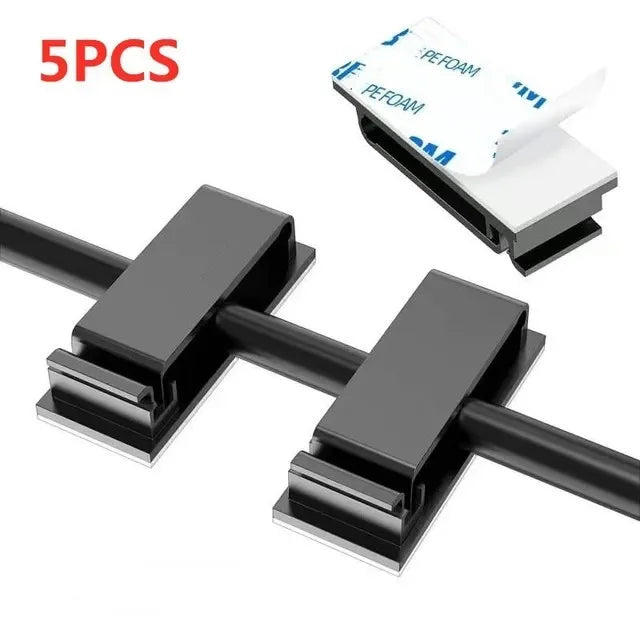 Self-Adhesive Cable Clips Organizer — Plastic Wire Holder for Desk, Home & Car