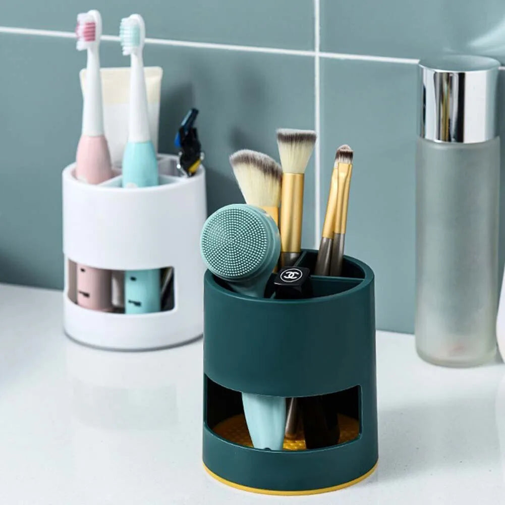 4-Compartment Toothbrush Holder with Drain Tray — ABS Bathroom Organizer