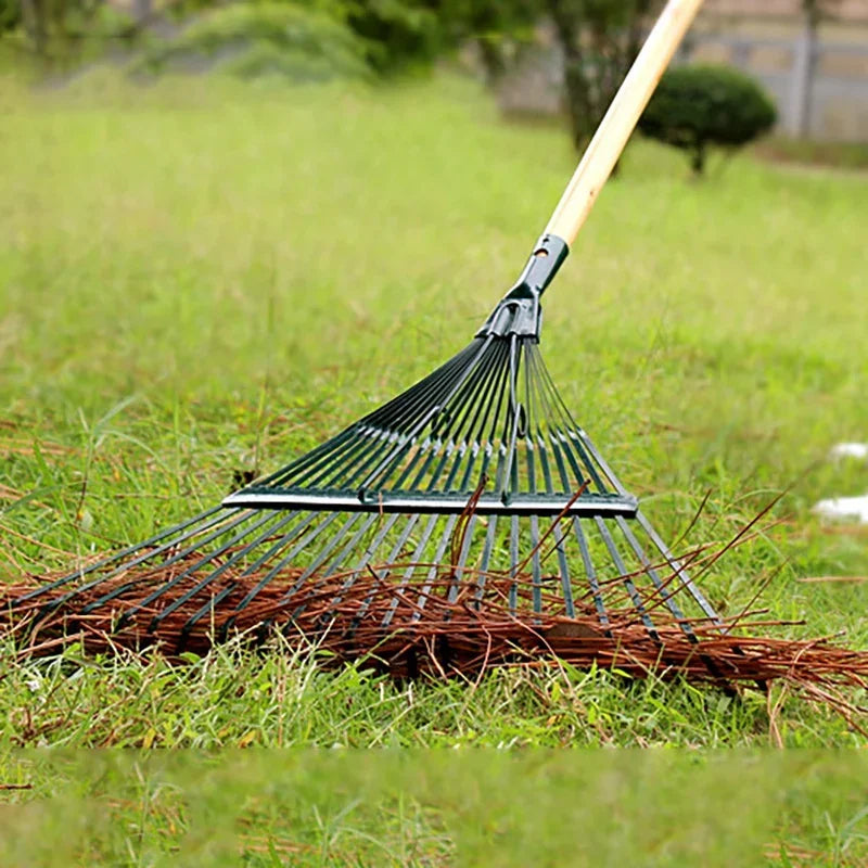 22-Tooth Iron Garden Rake – Durable Leaf & Soil Rake for Gardeners & Landscapers
