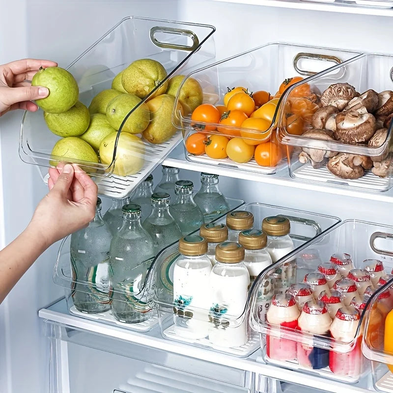 Fridge Drawer Storage Box with Handle — Multipurpose, Draining Design