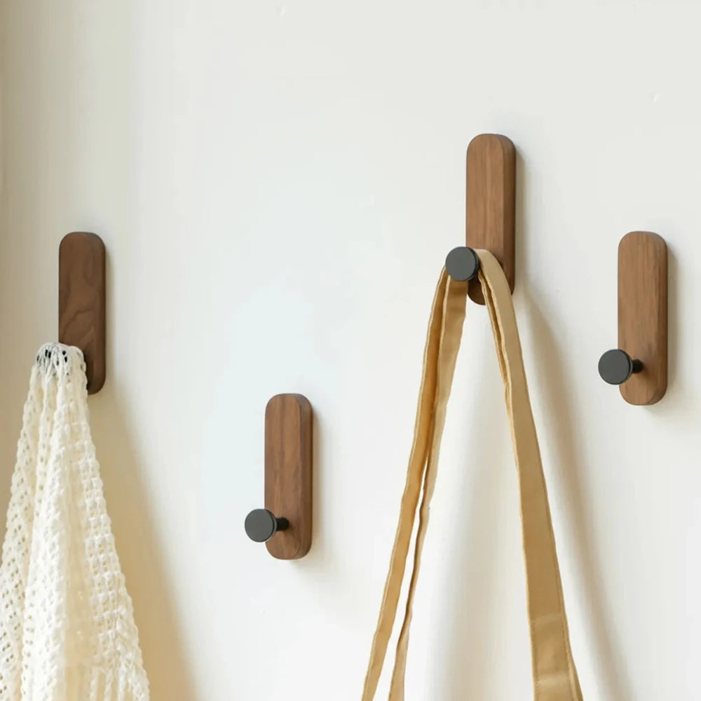 Self-Adhesive Wooden & Aluminium Wall Hook — No-Drill Key & Coat Hanger