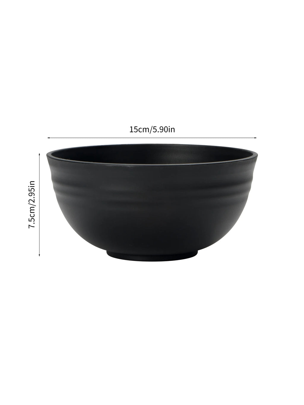 Black Grain Reusable Plastic Dinner Bowls — Set of 4, 6 or 8