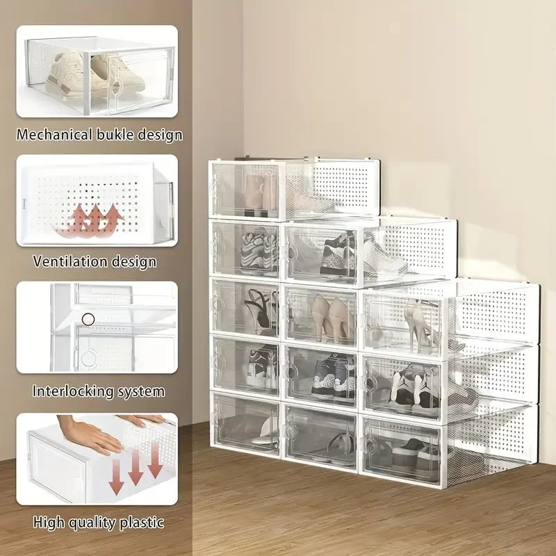 Stackable Clear Plastic Shoe Storage Boxes