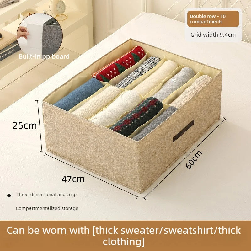 Foldable Clothing Storage Box with Double Compartments for Home And Dorm Drawer Organization