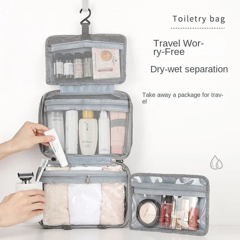 Waterproof Folding Toiletry Bag — Dry-Wet Separation, Large Capacity
