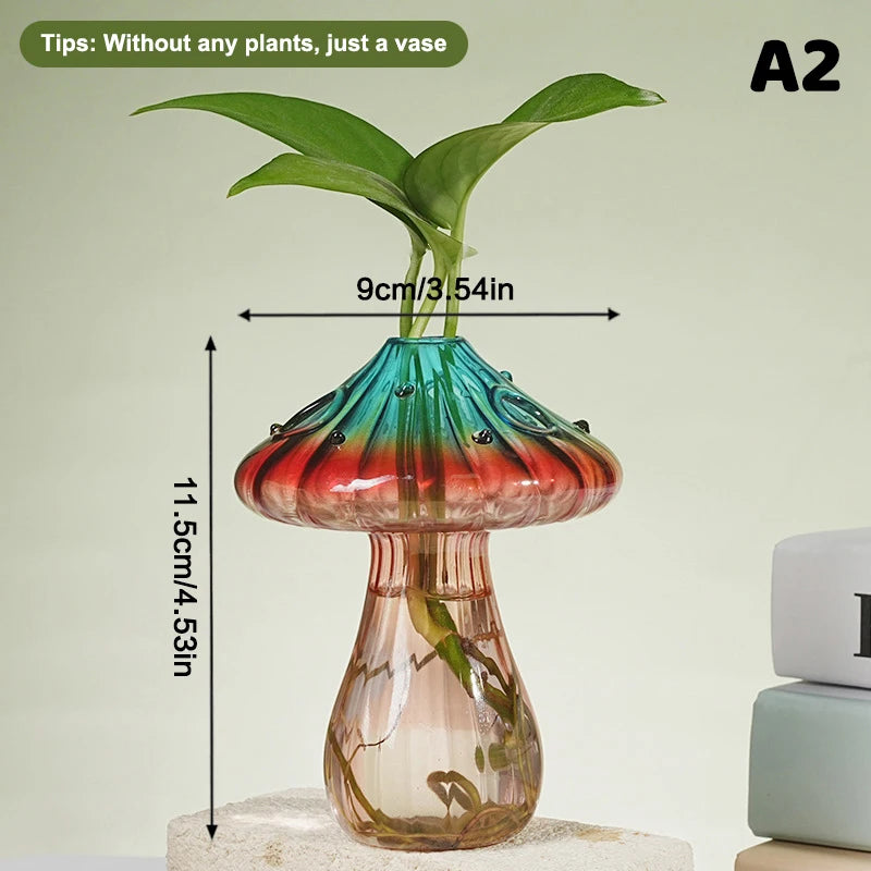 Colourful Stained Glass Mushroom Vase — Hydroponic & Aromatherapy Decoration