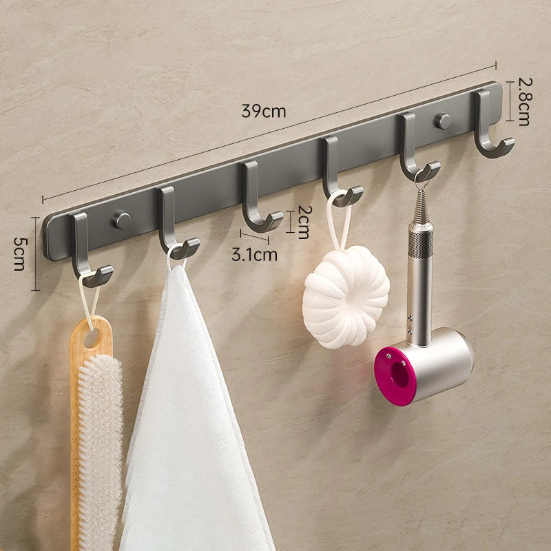 Space Aluminium Wall-Mounted Coat Hook Rack — Entryway & Bathroom Hanger