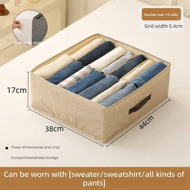 Foldable Clothing Storage Box with Double Compartments for Home And Dorm Drawer Organization
