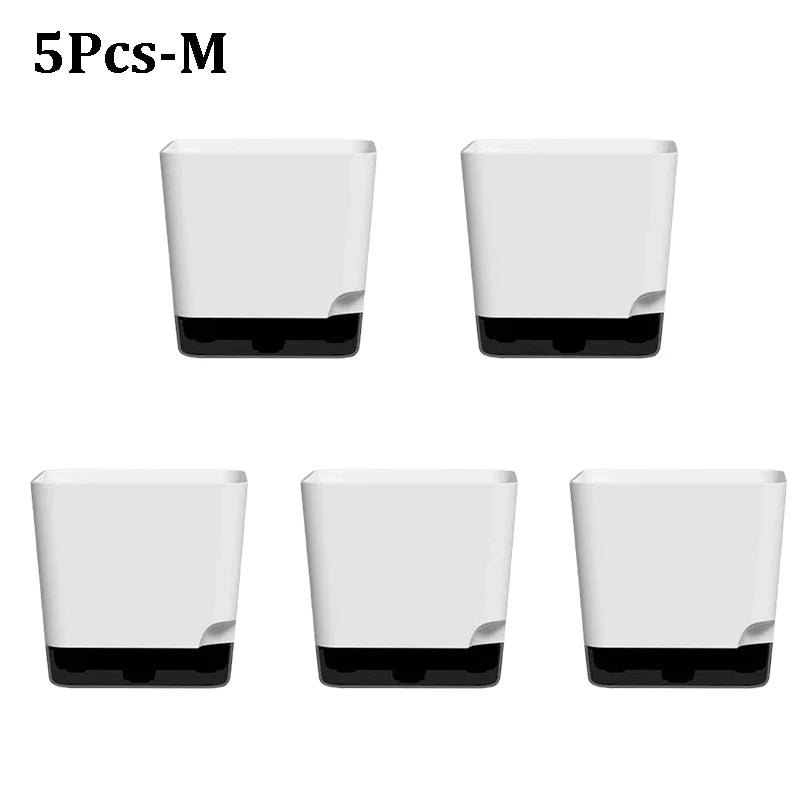Self-Watering Plant Pots with Clear Saucer & Drainage Hole – Indoor & Outdoor Set of 5