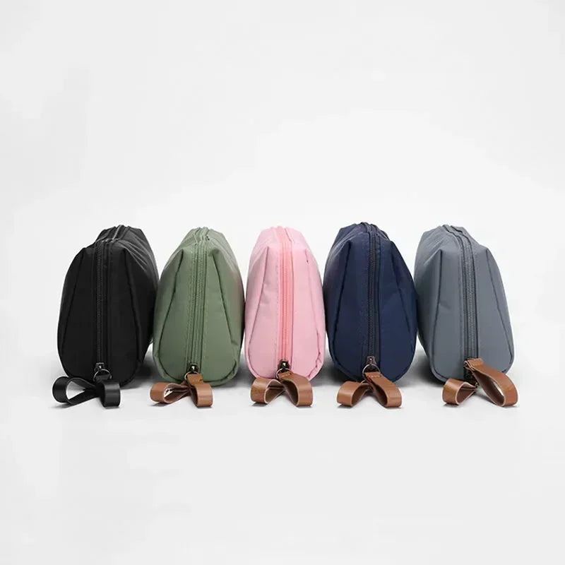 Korean-Style Nylon Cosmetic Bag — Waterproof Solid Colour Makeup Pouch