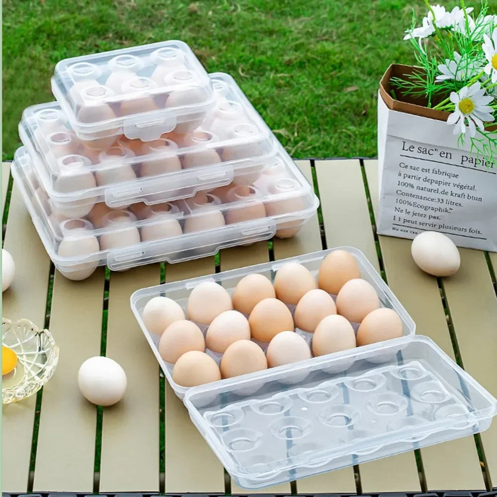 Portable Egg Holder with Lid & Safety Lock — Stackable, for Fridge & Outdoor