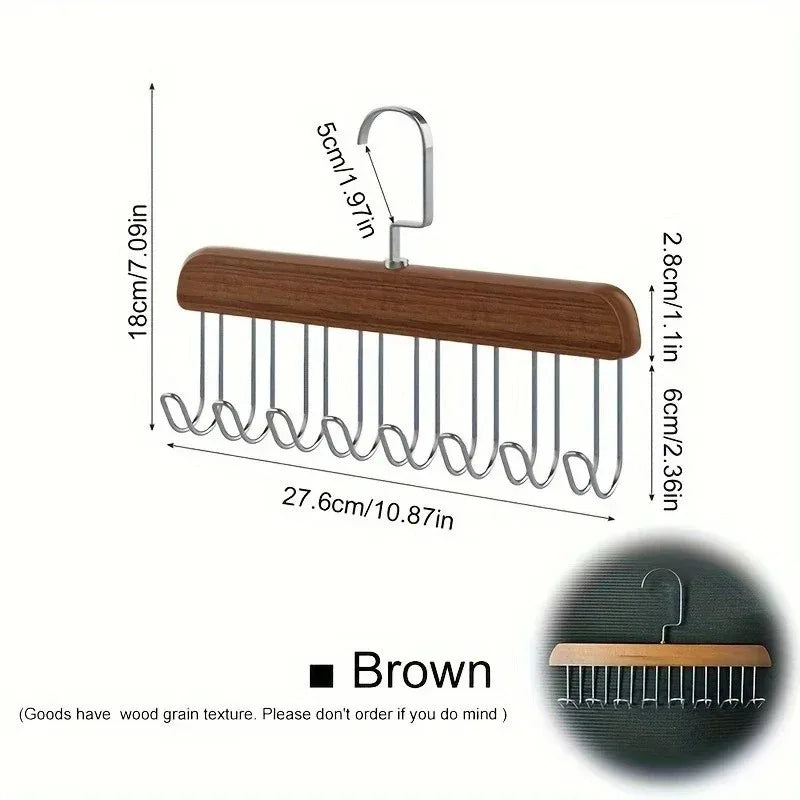 Multifunctional Wood & Steel Wave Hanger Organizer