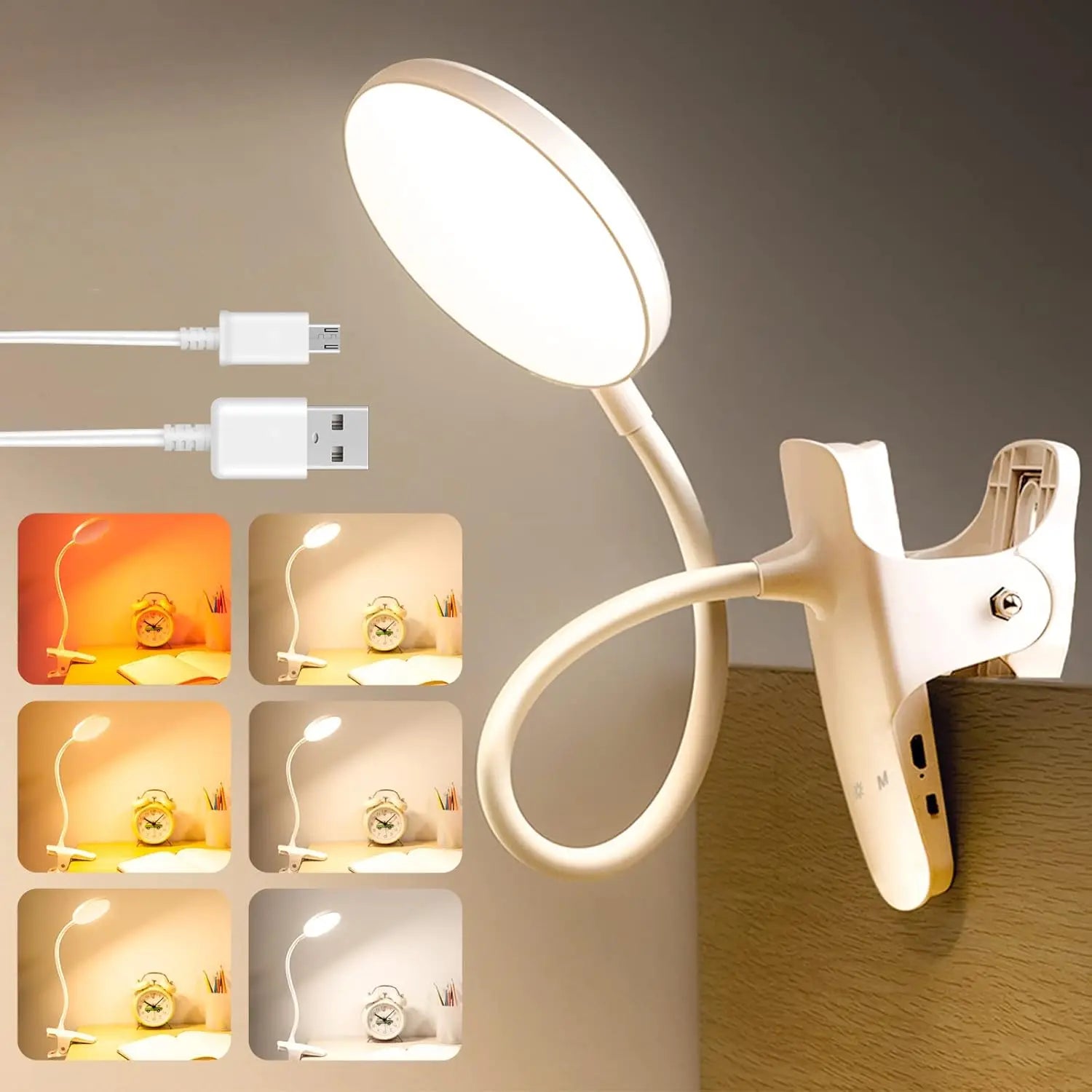 Dimmable Clip-On Reading Light — Stepless Brightness, Eye Protection