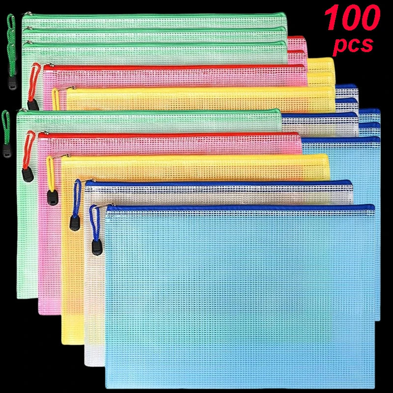 Mesh Zipper Document Pouch — A4, A5 & A6 File Folder with Zip
