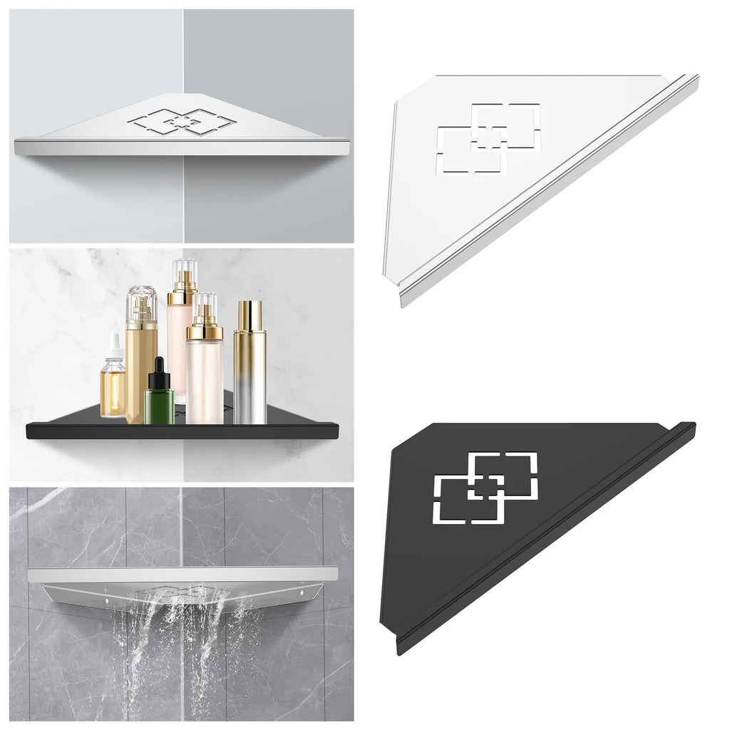 Single-Tier 304 Stainless Steel Corner Shower Shelf — Wall-Mounted, 33.5×21cm
