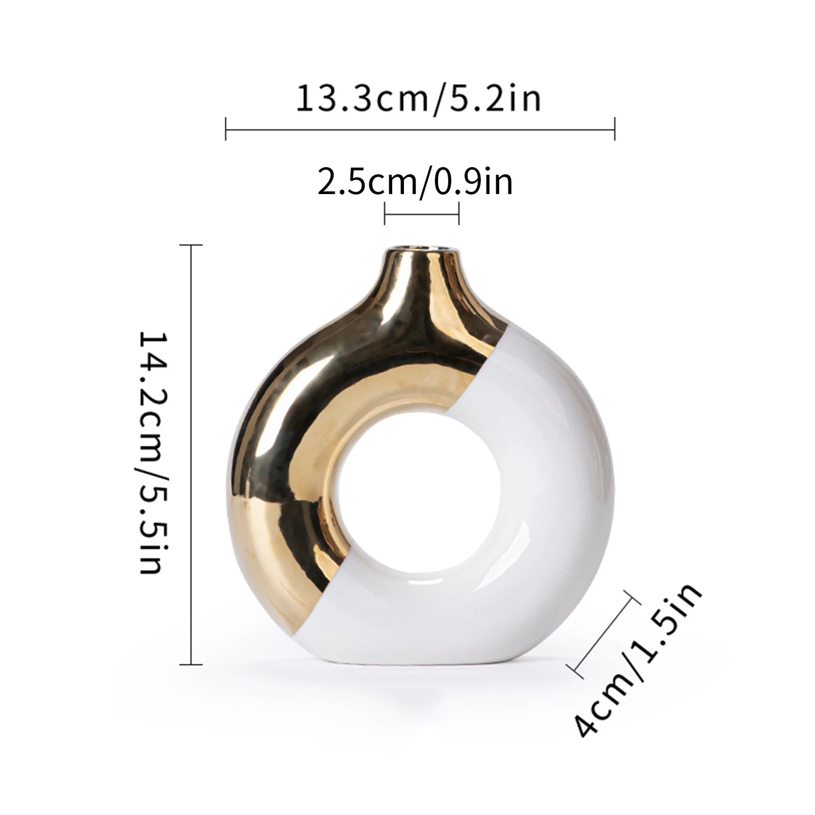 Luxury Nordic Ceramic Vase with Gold Detail — S, M or L