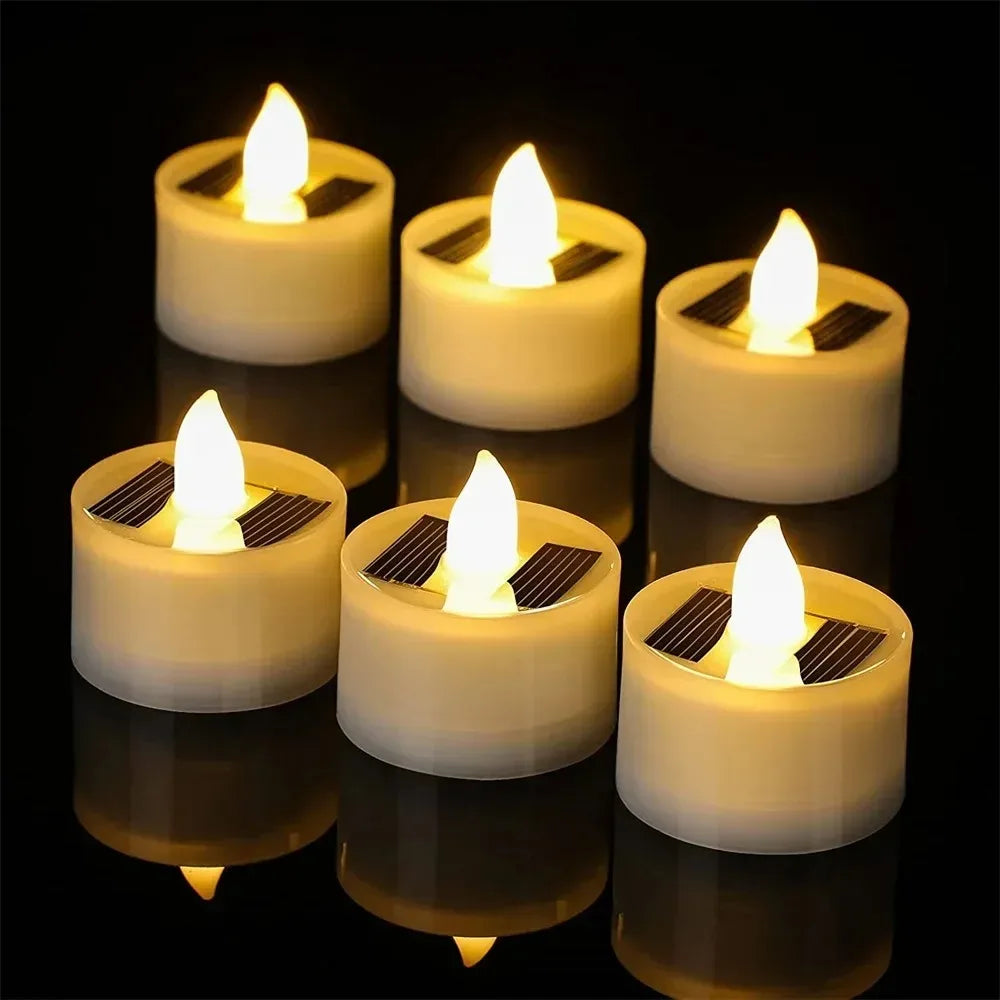 Solar Flameless LED Tea Light Candles – Waterproof Warm Flicker for Garden & Party (1–10 pcs)