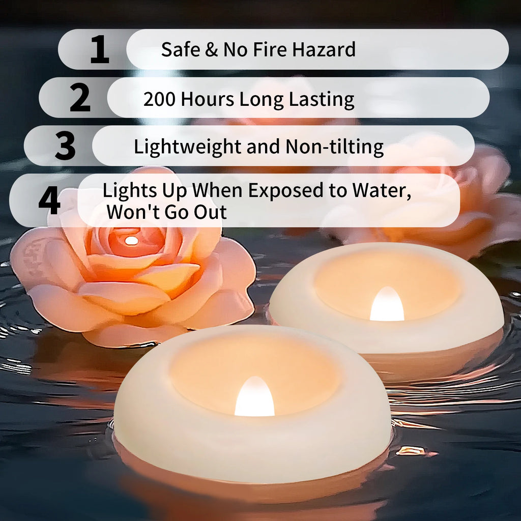 Floating Flameless LED Tealights — Waterproof, Pack of 12 or 24