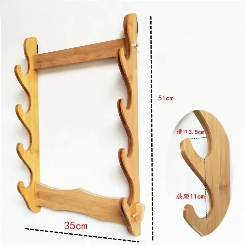 Wall-Mounted Katana Sword Display Rack — Japanese Samurai Decoration