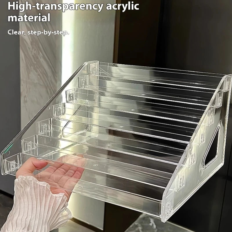 7-Floor Acrylic Staircase Display Rack — Transparent Multi-Layer Organizer