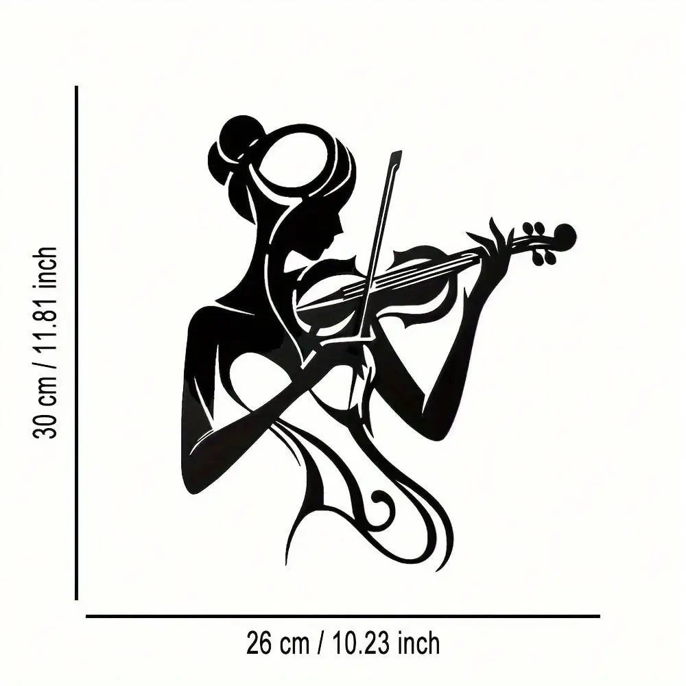 Violin Girl Metal Wall Art — Vintage Style Music Decor