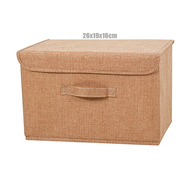 Foldable Cotton Linen Storage Basket with Lid