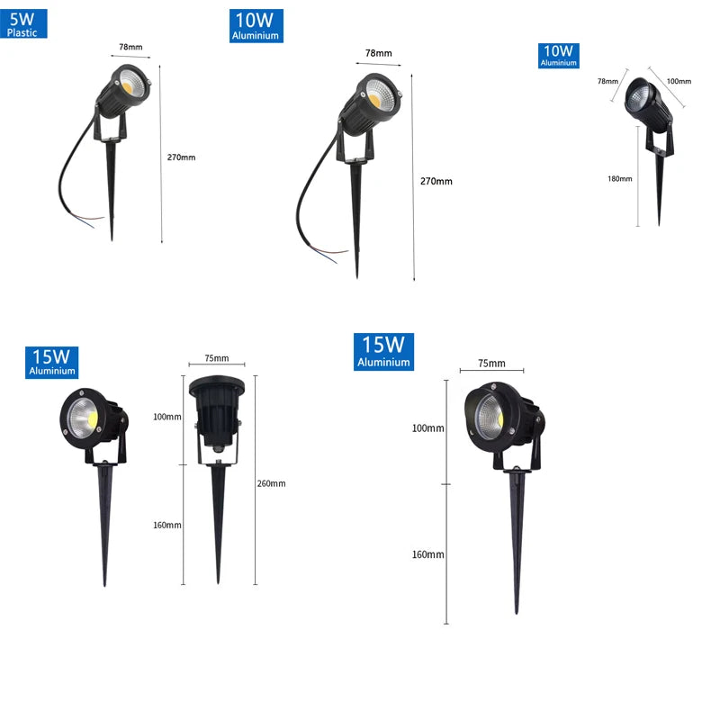 Zhengde LED Spike Lawn Lamp – 5W–20W IP65 Landscape Spotlight AC/DC