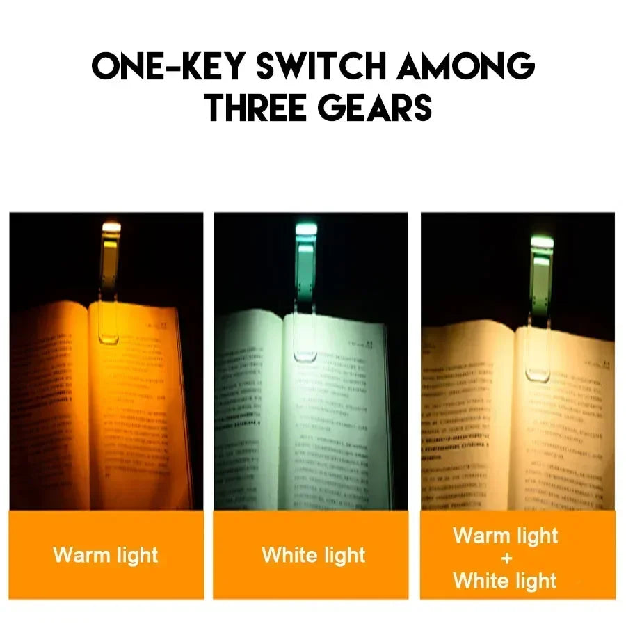 Rechargeable Clip-On Book Light — Eye-Care, 3 Colour Modes
