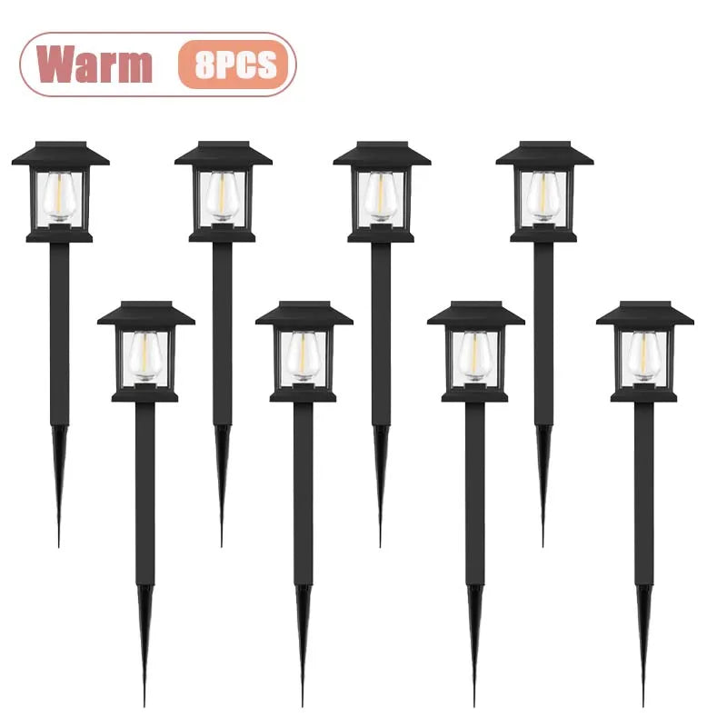 Solar LED Ground Stake Light – Warm Tungsten Glow Pathway Lamp for Garden, Villa & Courtyard