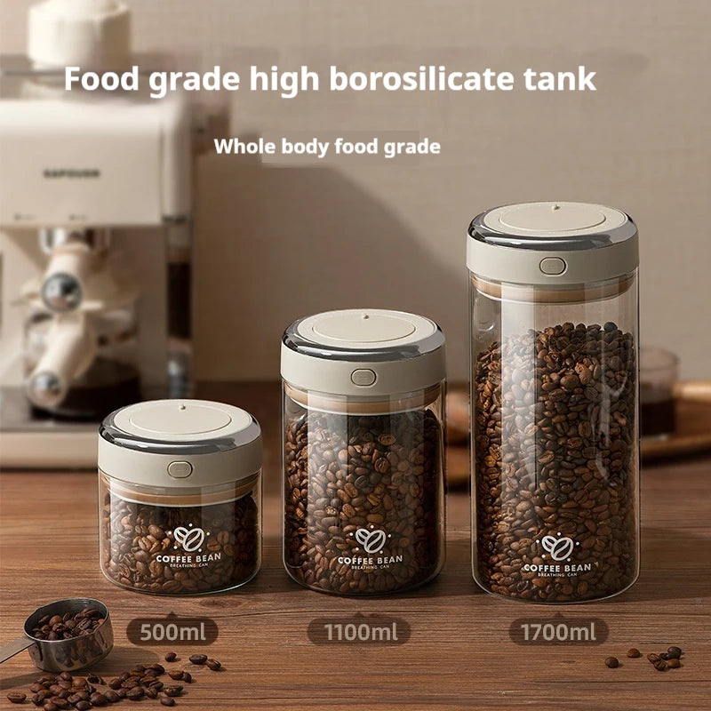 Vacuum-Sealed Coffee Bean Jar with Date Tracker & CO₂ Valve