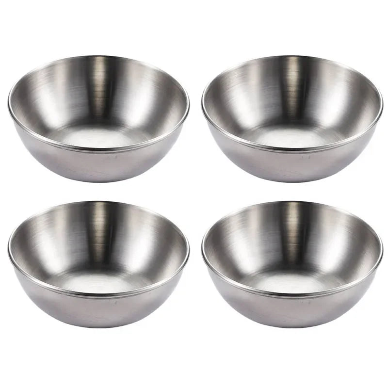 Stainless Steel Sauce & Appetiser Dishes — Gold or Silver, Set of 2 or 4