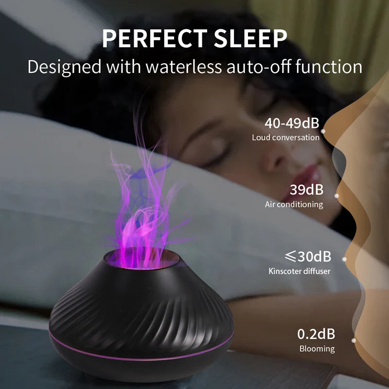 Volcano Ultrasonic Aroma Diffuser & Humidifier — 7 Colour Flame Night Light