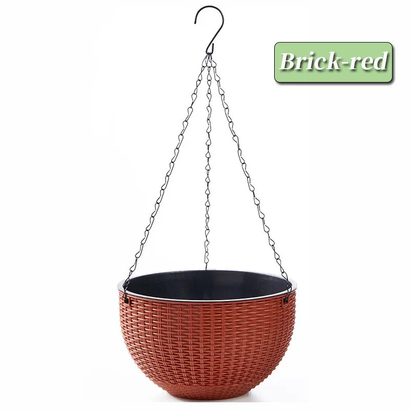 Hanging Hanging Plastic Flower Pot European Style Honeycomb Pattern Imitation Rattan Flower Pot Hanging Indoor Hanging Basket