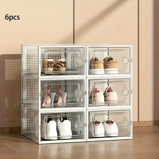 Stackable Clear Plastic Shoe Storage Boxes