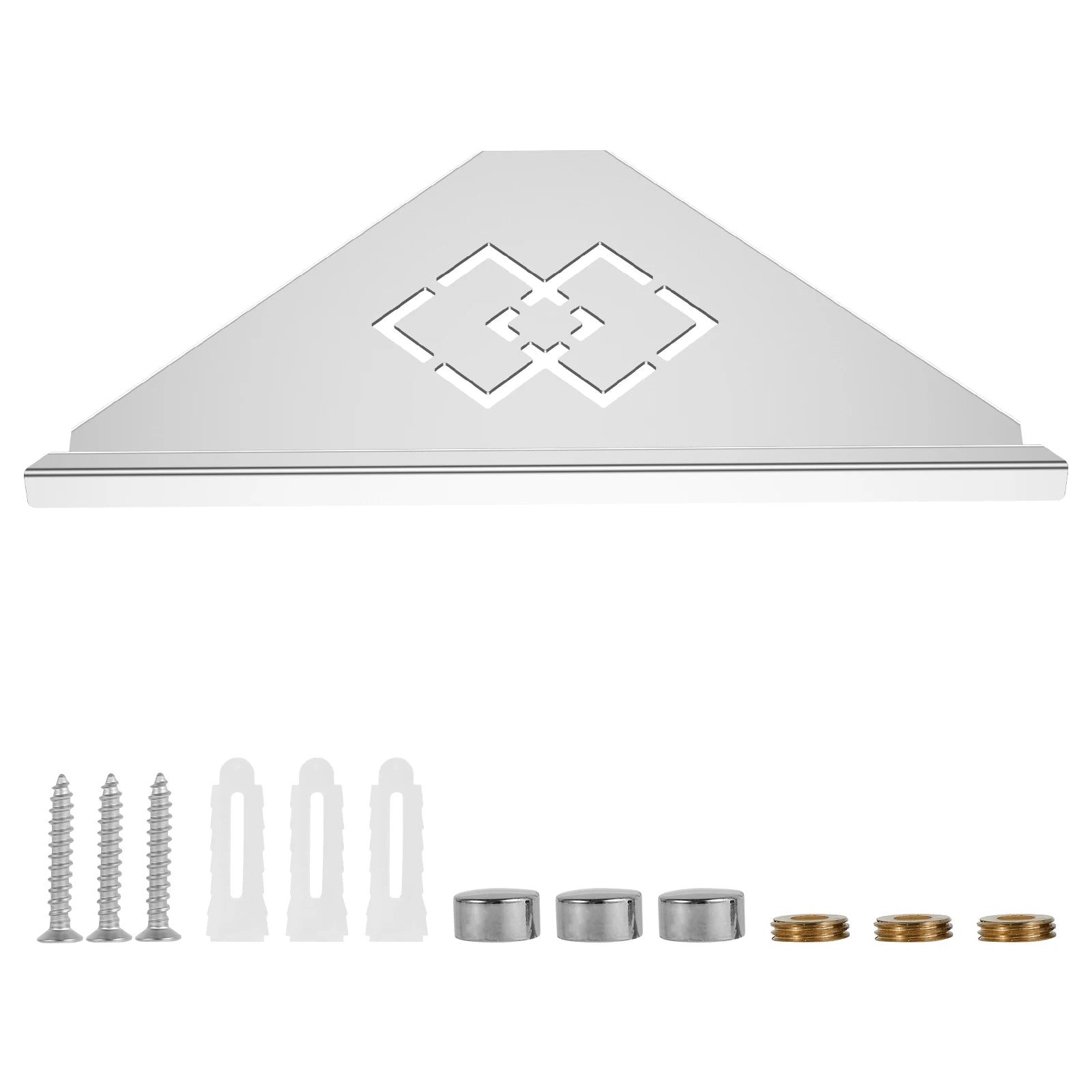 Single-Tier 304 Stainless Steel Corner Shower Shelf — Wall-Mounted, 33.5×21cm