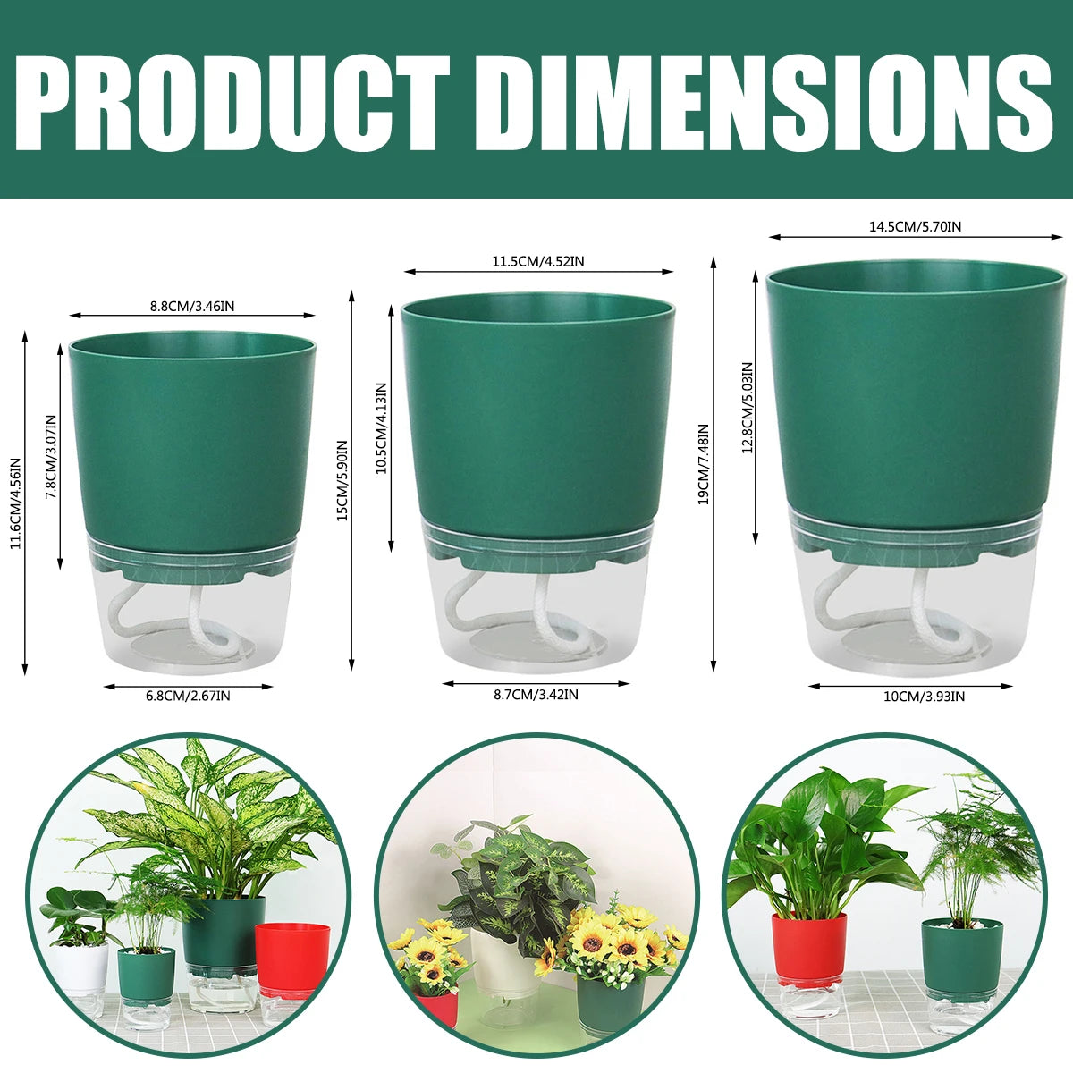 Self-Watering Hydroponic Plant Pot – Cotton Rope Water Absorption Planter (S/M/L)