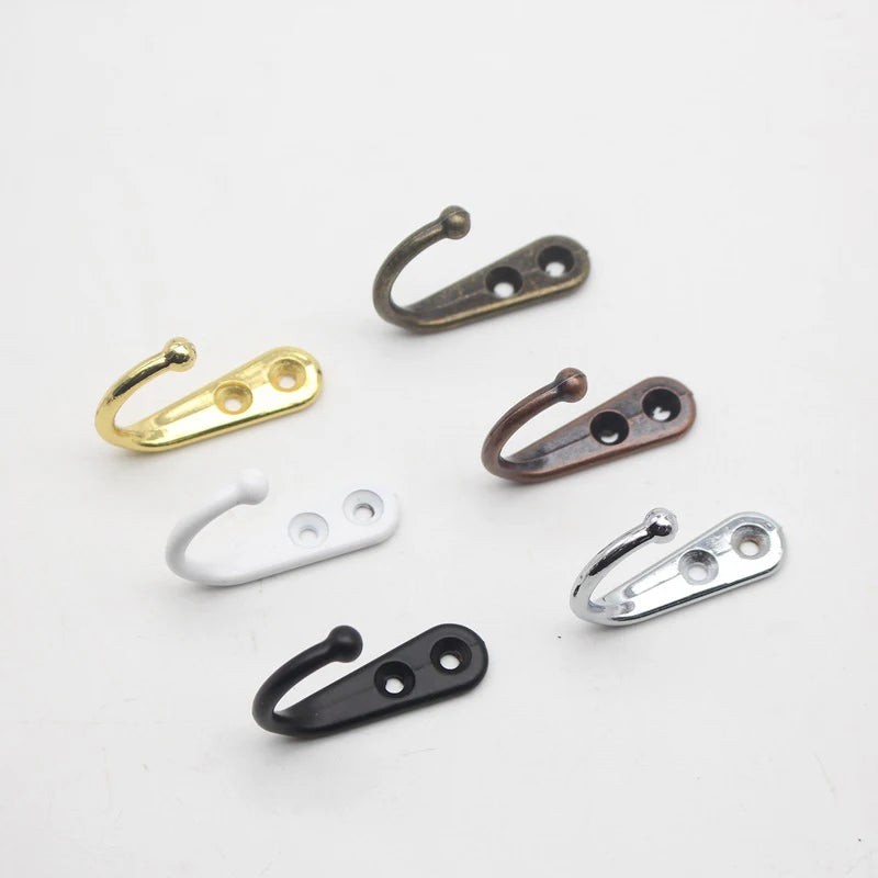 Retro Zinc Alloy Wall Hook — Single or Double Prong for Coats, Bags & Towels