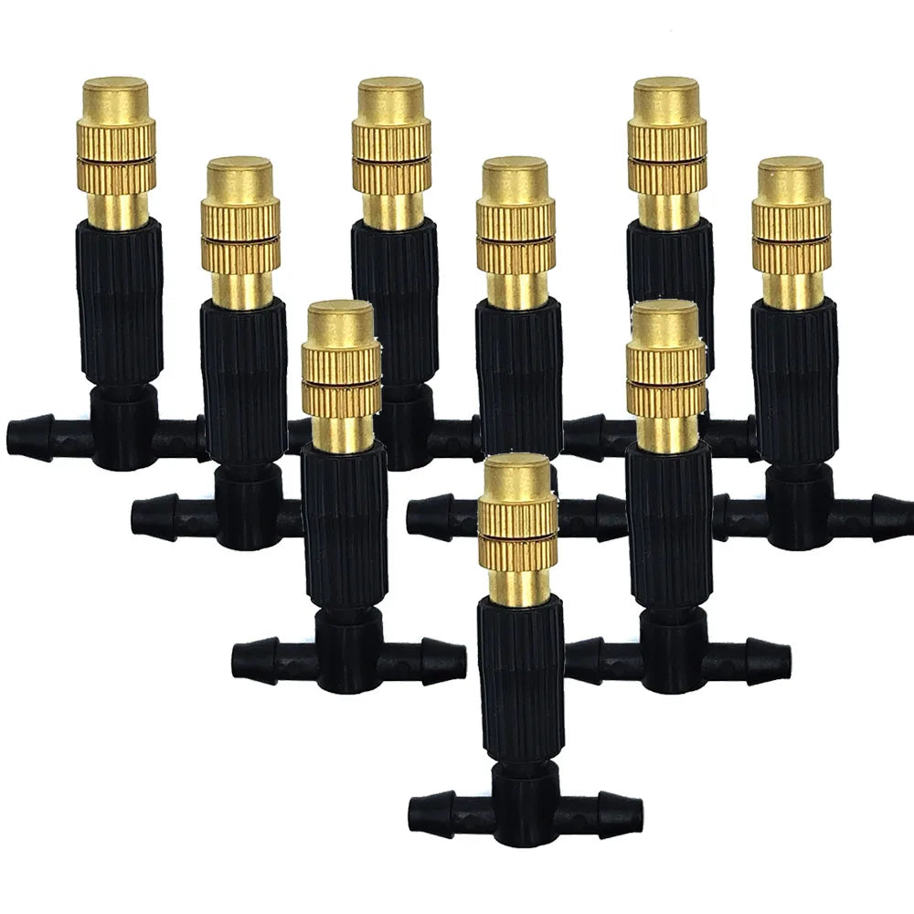 Outdoor Misting Cooling System – Brass Atomizer Nozzles & 4/7mm Hose for Patio & Greenhouse (5–30 m)