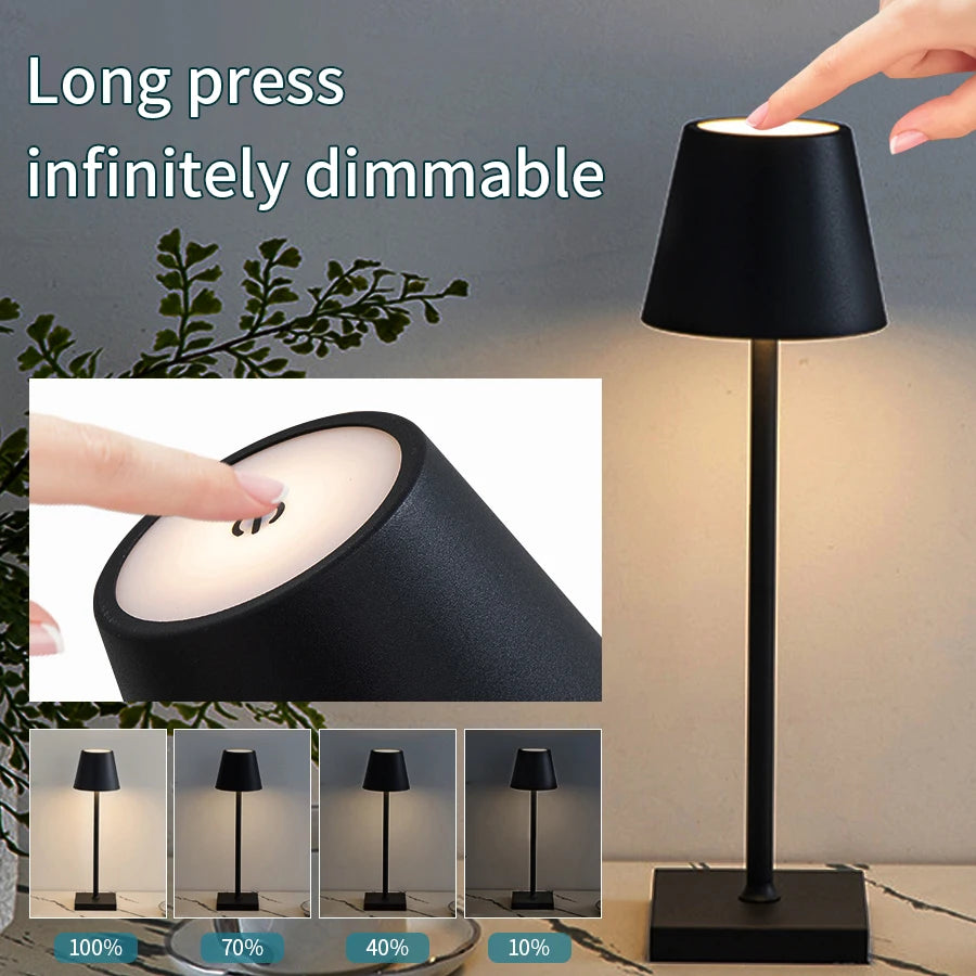 Rechargeable LED Desk Lamp — Touch Dimming, 3 Colour Temperatures