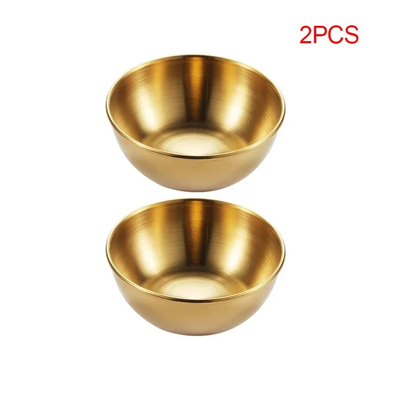 Stainless Steel Sauce & Appetiser Dishes — Gold or Silver, Set of 2 or 4